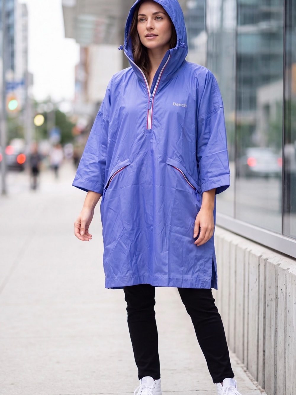 Bench Blue Hooded Lightweight Rain Poncho. NWT